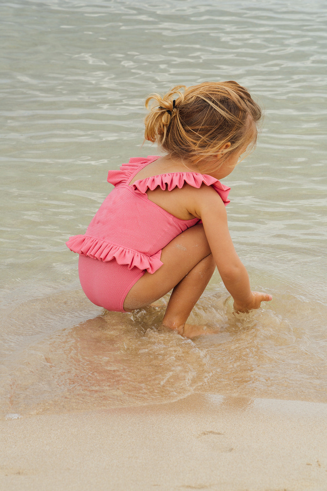 Maillot de bain une pièce bébé fille, piqué rose/or | BAHAMAS BABY - Lison Paris