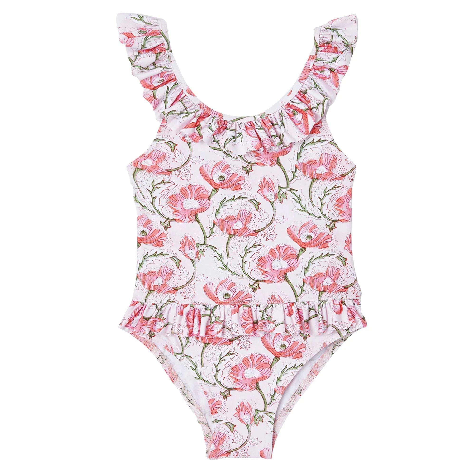 Maillot de bain une pièce bébé fille, rose/ corail | INDIA 1P - Lison Paris