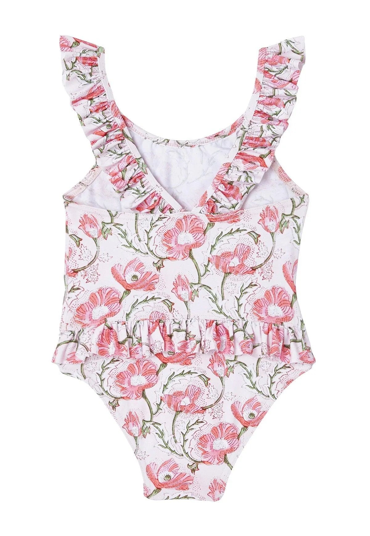 Maillot de bain une pièce bébé fille, rose/ corail | INDIA 1P - Lison Paris