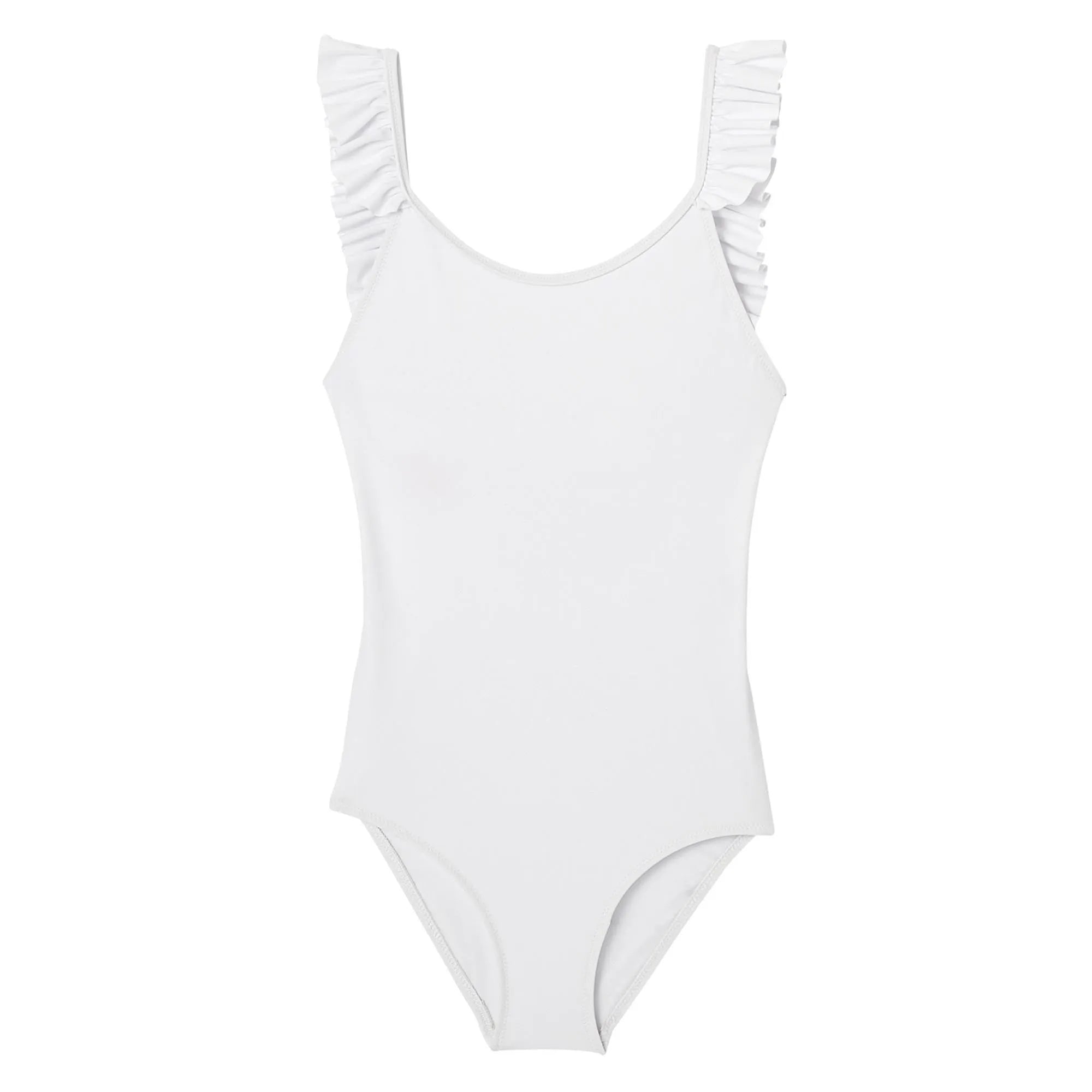 Maillot de bain une pièce fille à volants, anti UV, blanc| BORA BORA 1P - Lison Paris