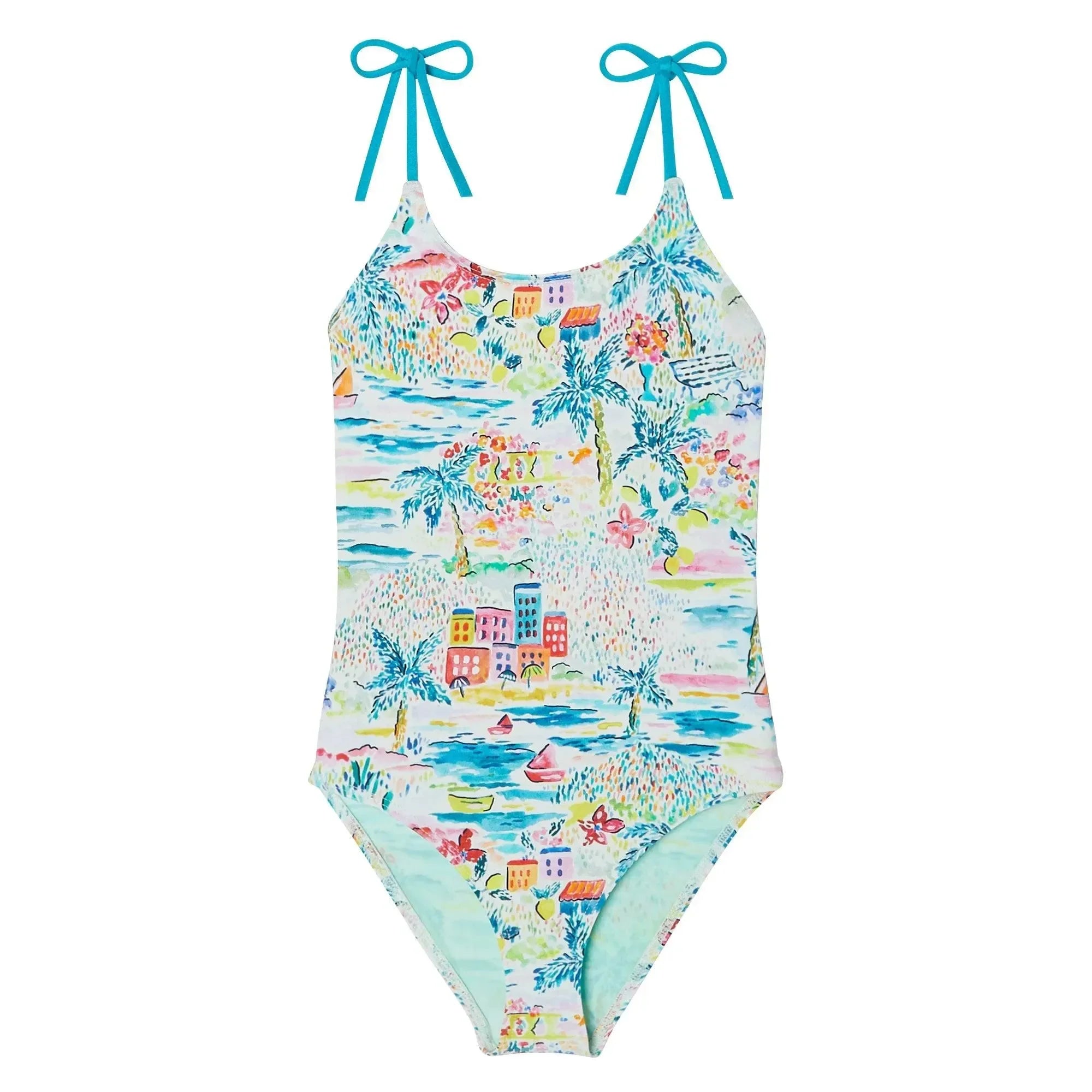 Maillot de bain une pièce fille, aqua | GIGI 1P - Lison Paris