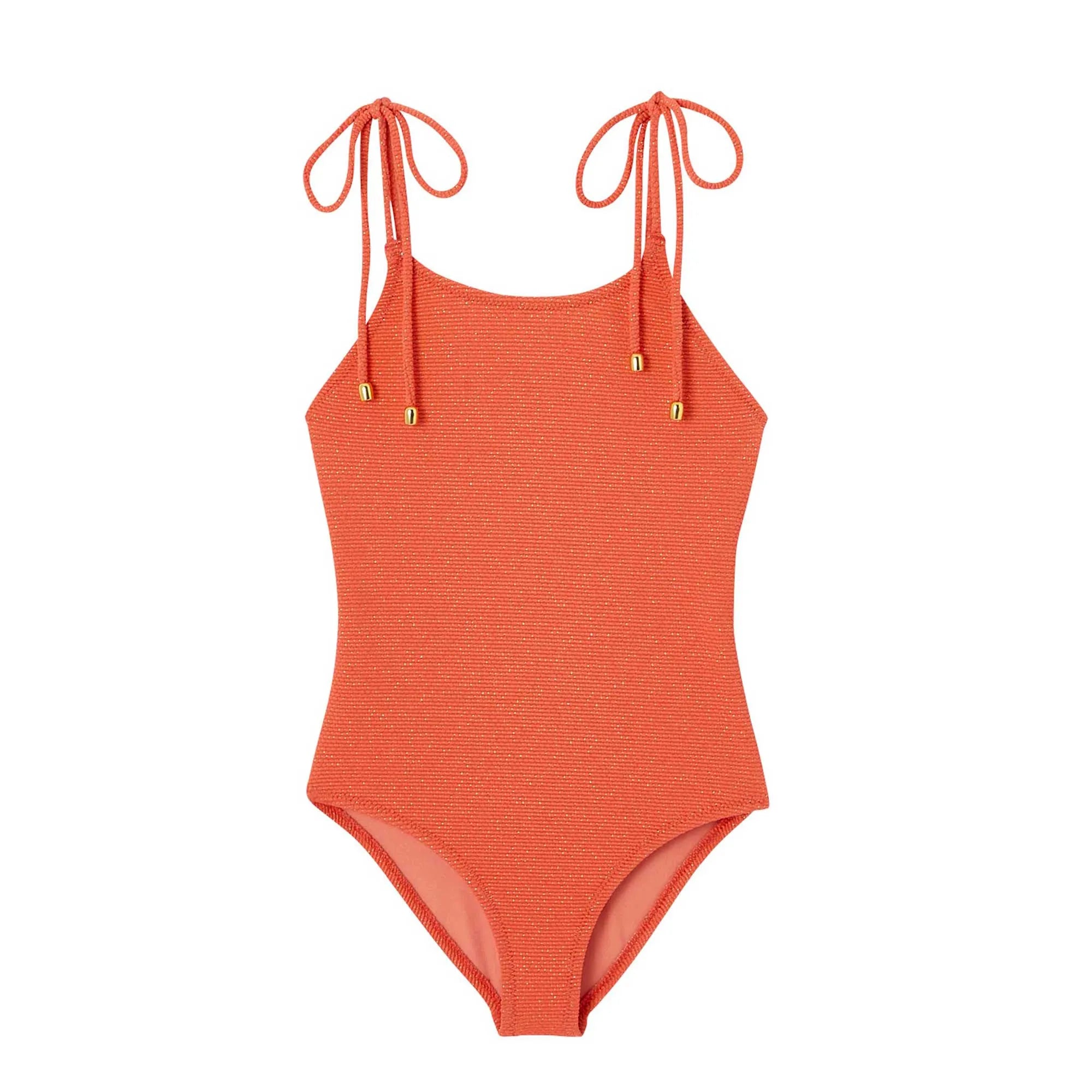 Maillot de bain une pièce fille, corail / or | BAHAMAS 1P - Lison Paris