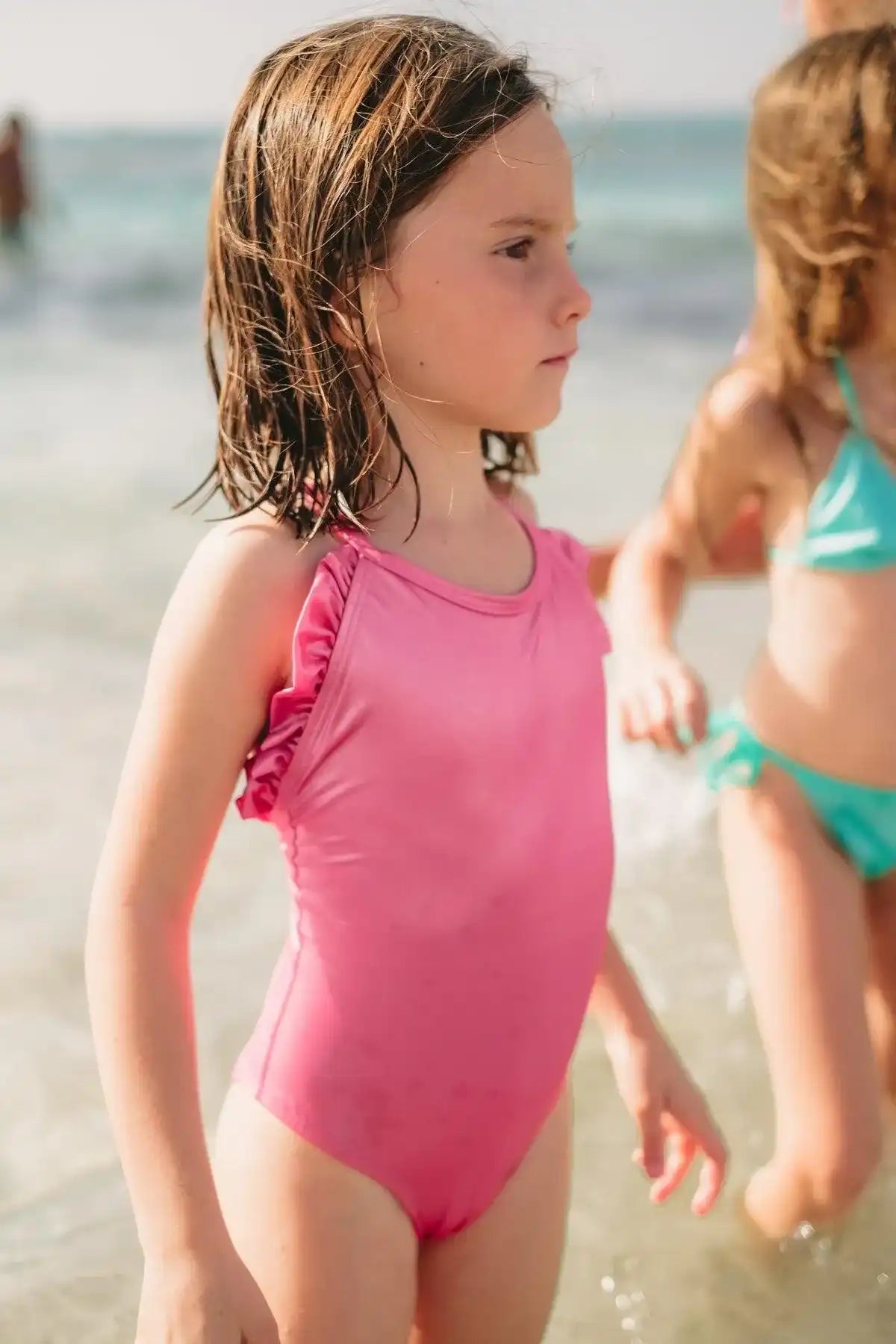 Maillot de bain une pièce fille irisé rose | SORBET 1P - Lison Paris