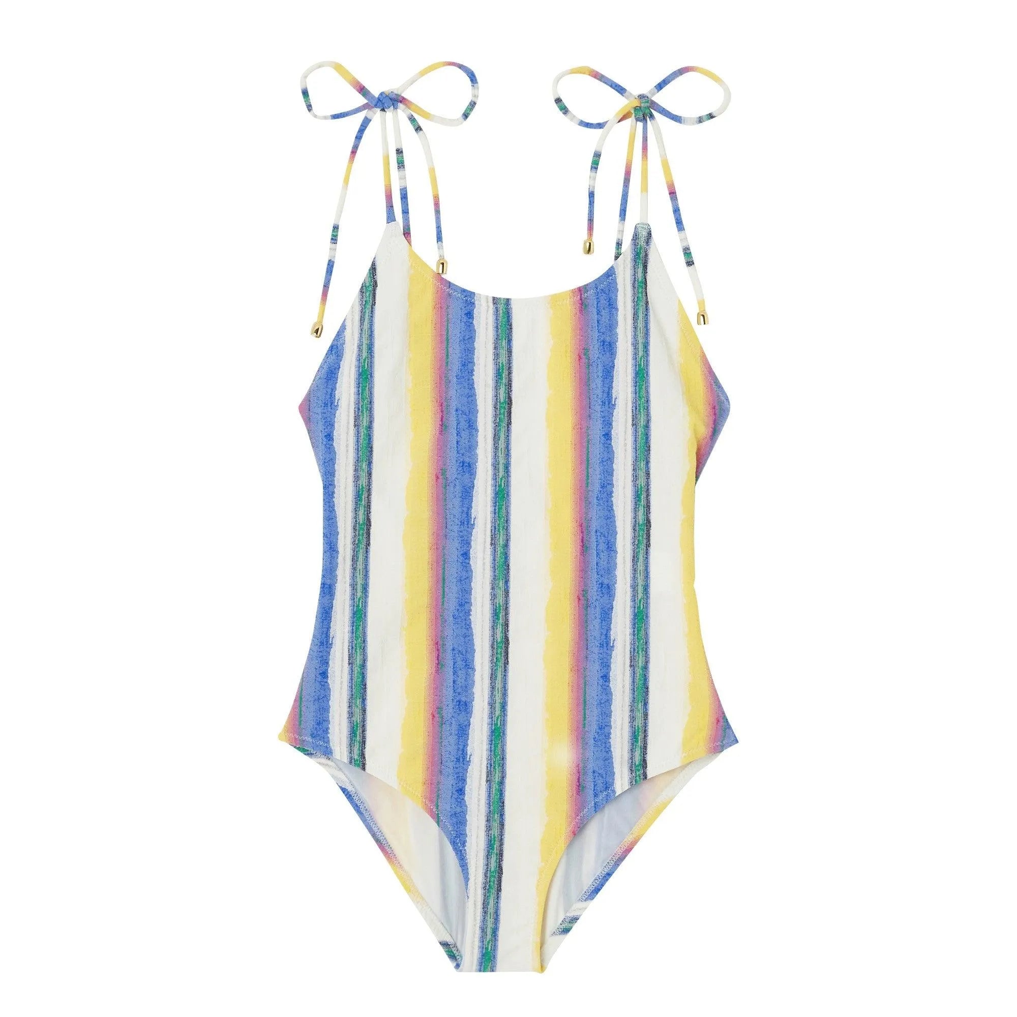 Maillot de bain une pièce fille, rayures multicolores | HAVANA 1P - Lison Paris