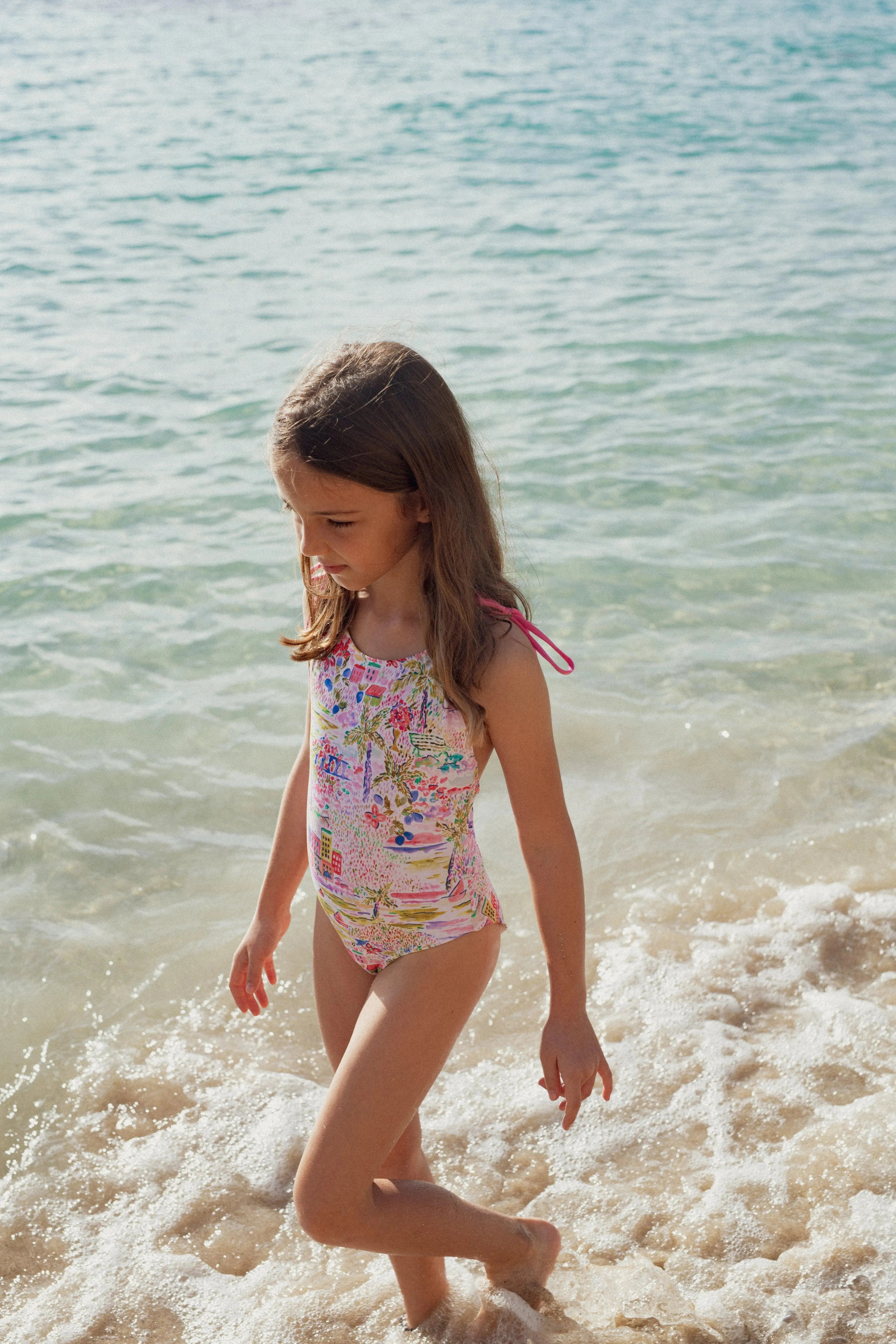 Maillot de bain une pièce fille, rose | GIGI 1P - Lison Paris