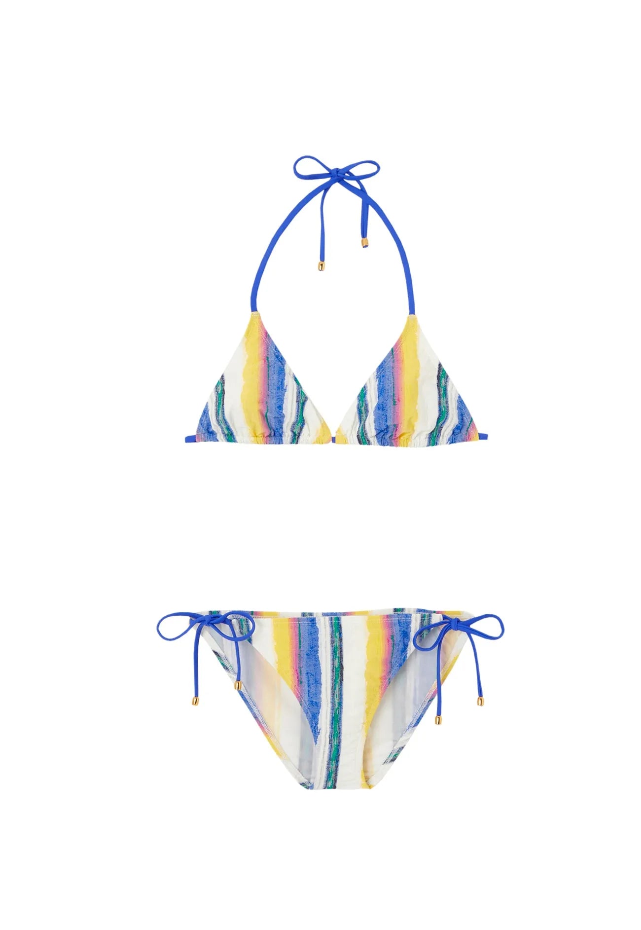 Maillot deux pièces filles, rayures multicolores | HAVANA 2P - Lison Paris