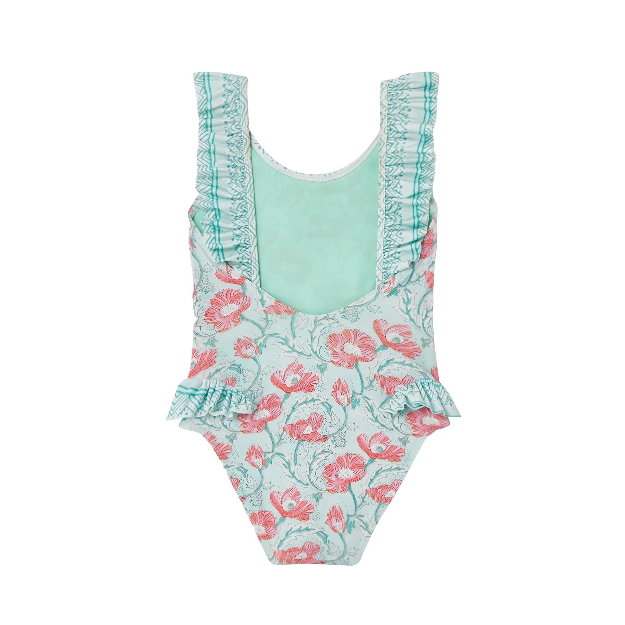 Maillot une pièce fille, aqua | INDIA 1P - Lison Paris