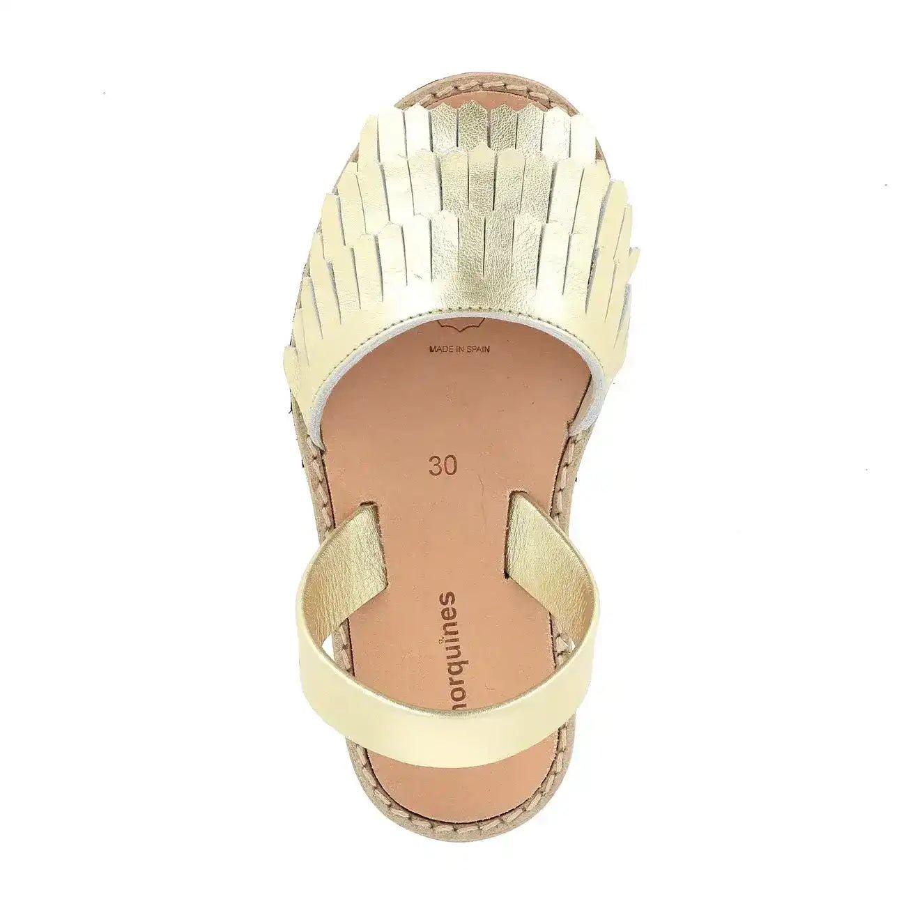 Gold metallic sandal for kids, open toe, textured upper, ankle strap, flat sole