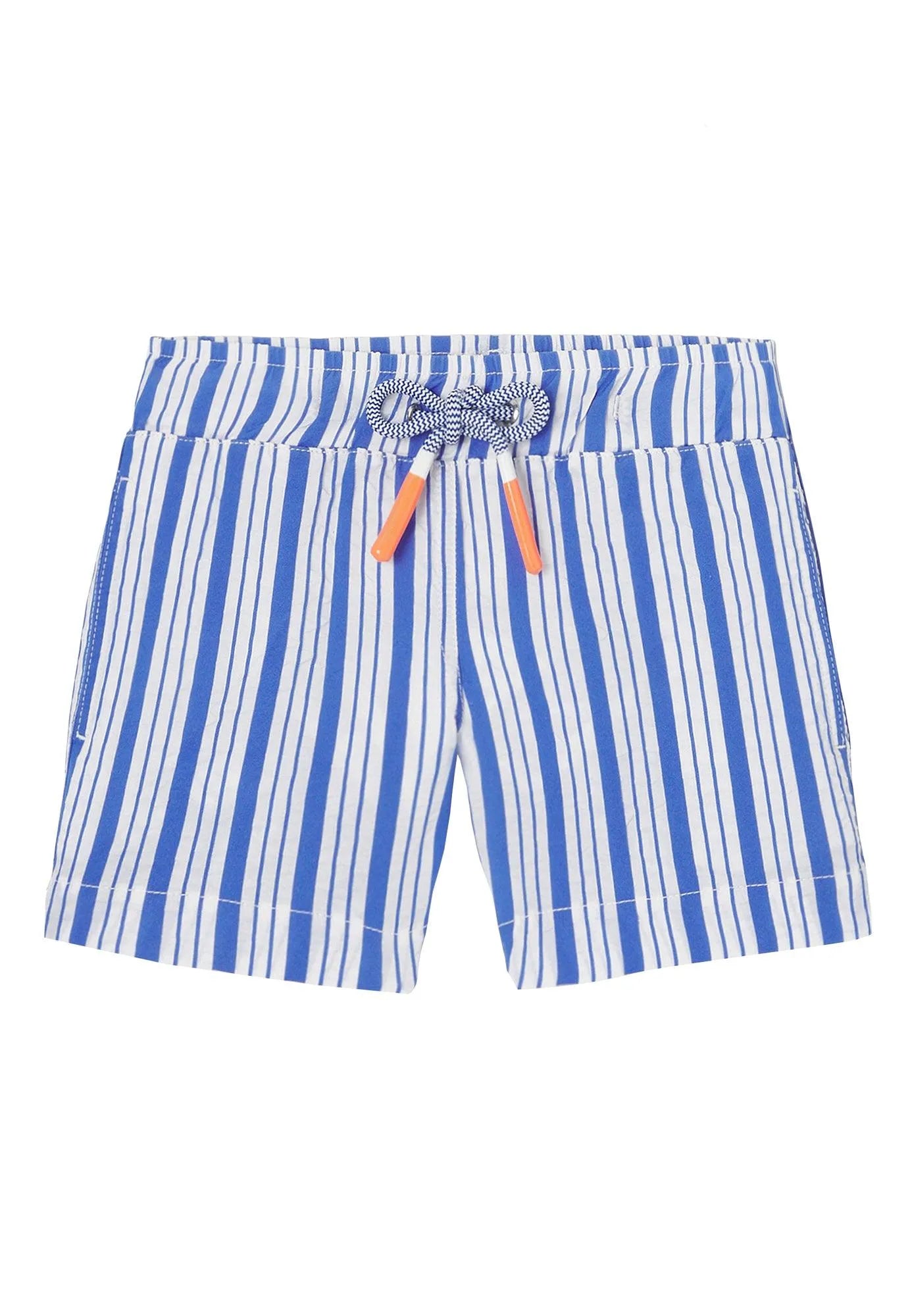 Short de bain garçon, bleu rayé | MILOS - Lison Paris