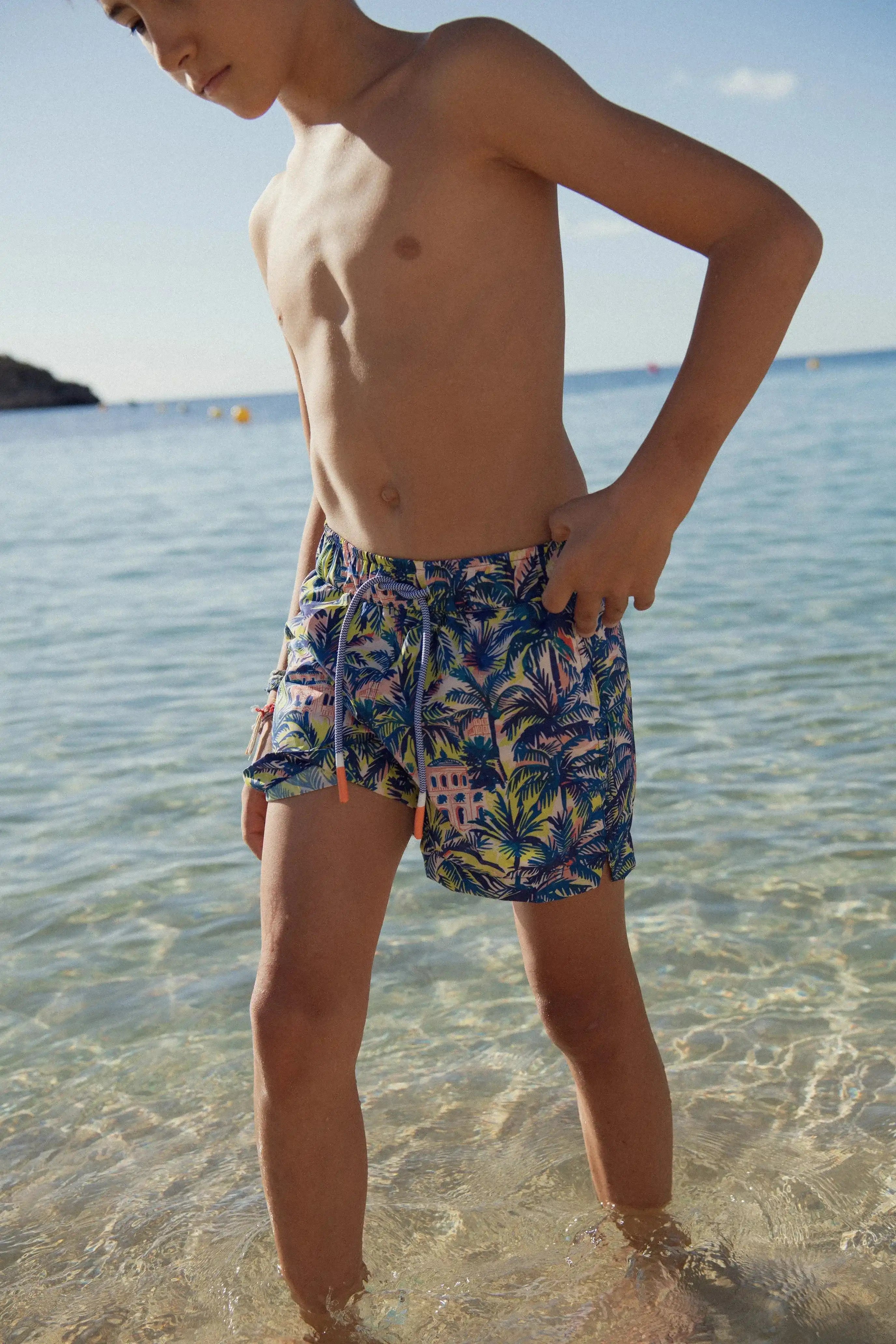 Short de bain garçon, imprimé bleu | JUNGLE