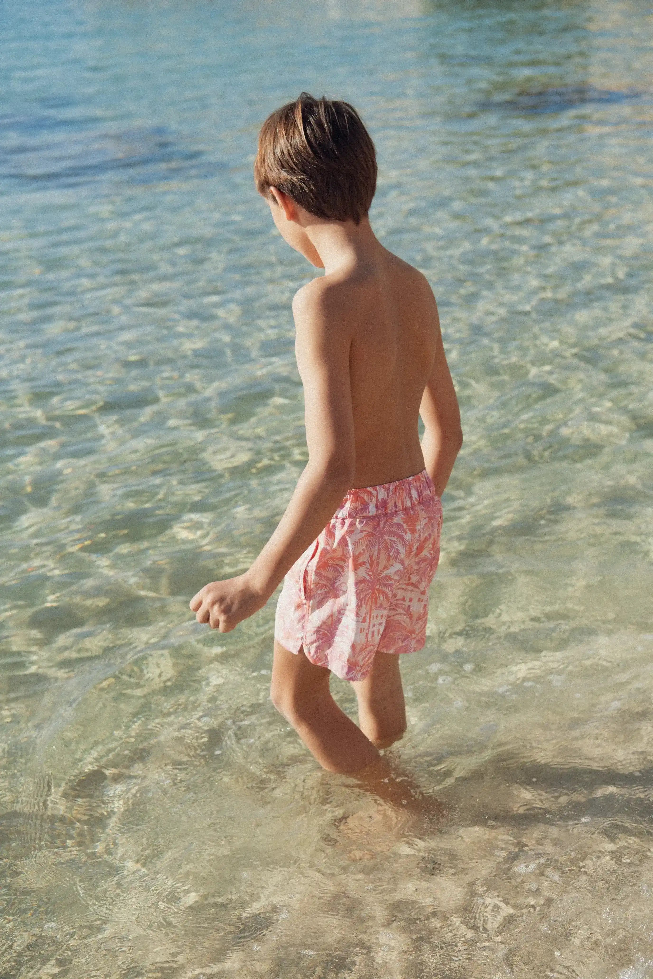 Short de bain garçon, imprimé orange | JUNGLE